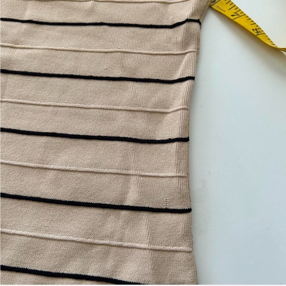 Vintage 90s Joseph A. Petite Tan & Black Striped Ribbed Tank Top size Petite. - Picture 7 of 8